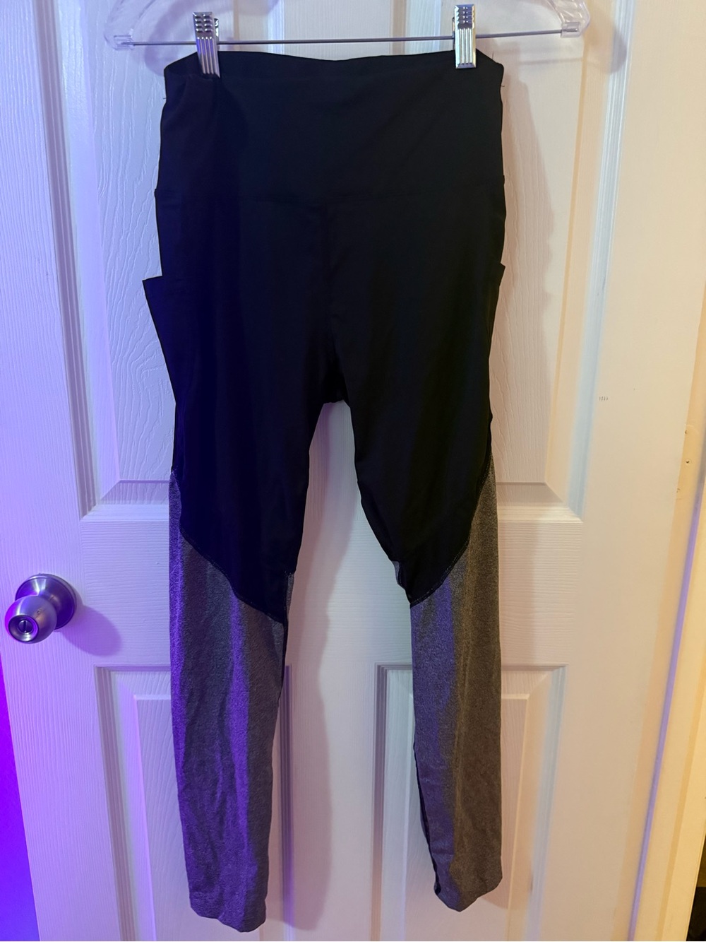Black and Gray Colorblock Leggings